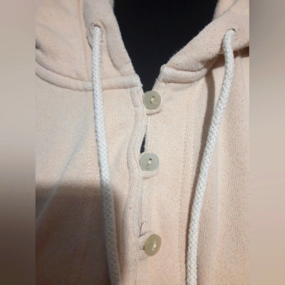 Aerie Women's Hoodie PullOver Mid Button Long Sleeve Coral Peach  Size XS/TP - Picture 3 of 7